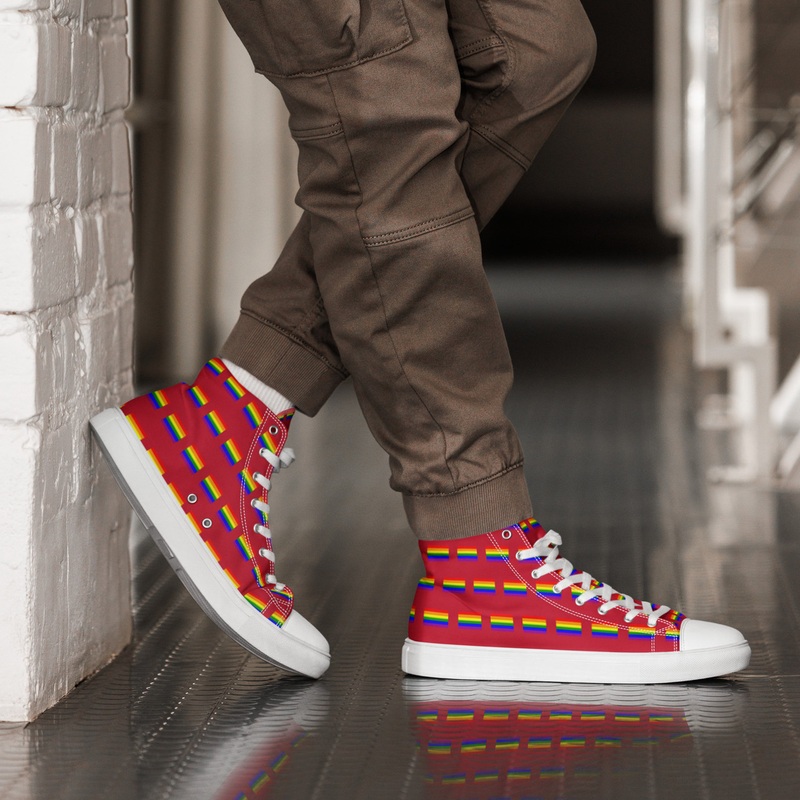 WTees Rainbow Flags High Top Canvas Shoes Red