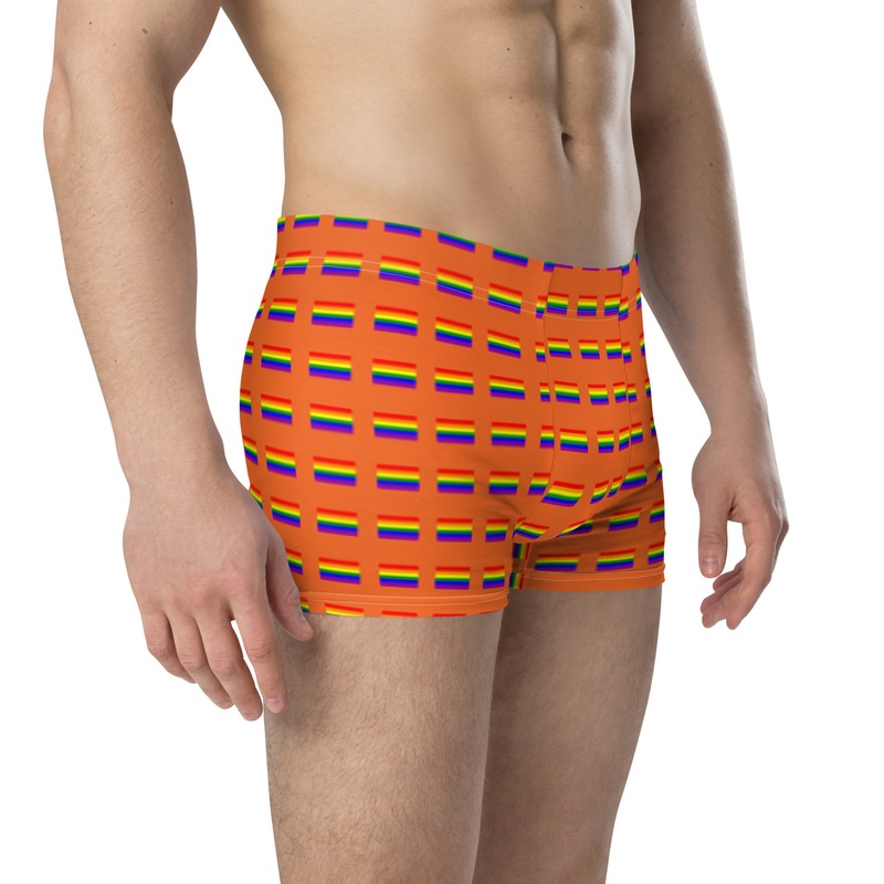 WTees Rainbow Flags Trunk Boxer Briefs Orange