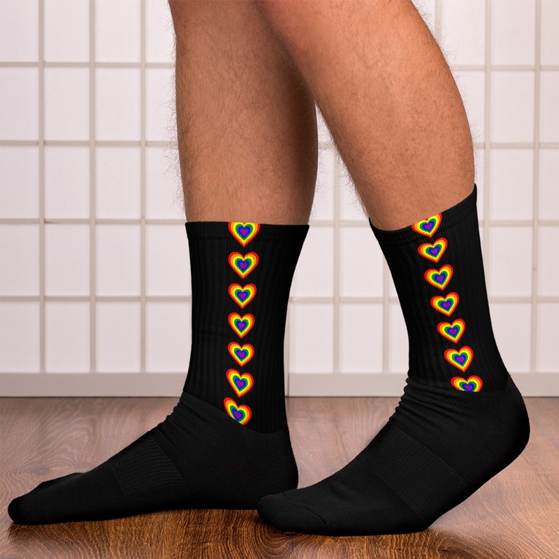 WTees Rainbow Hearts Socks Black