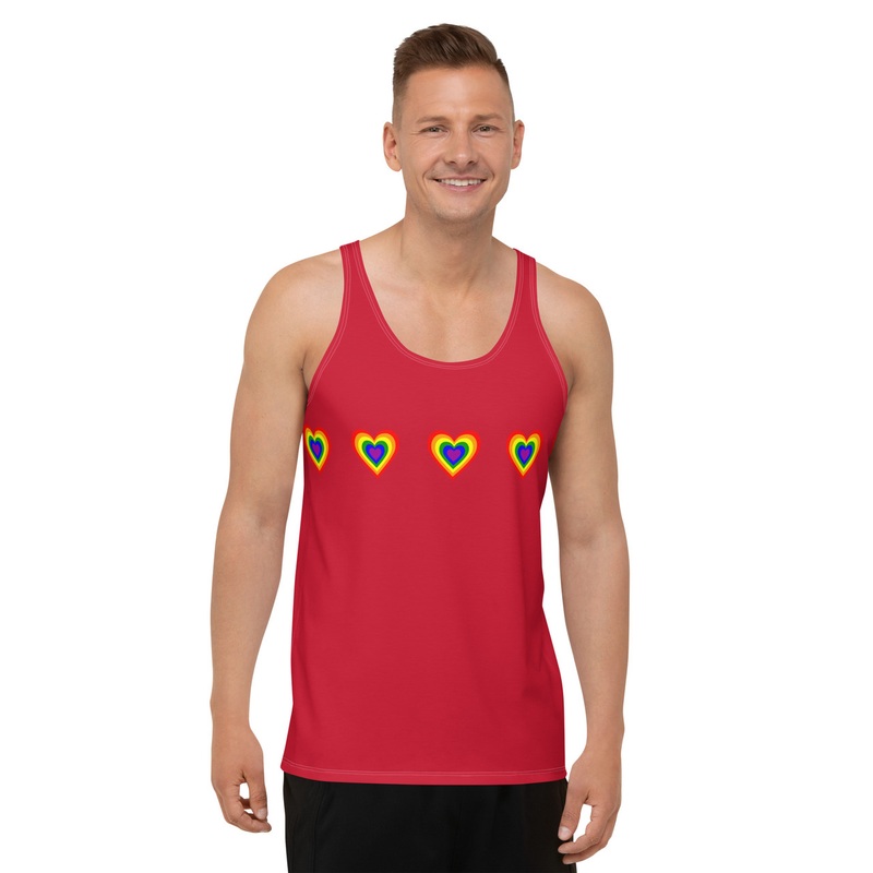 WTees Rainbow Hearts Tank Top Red