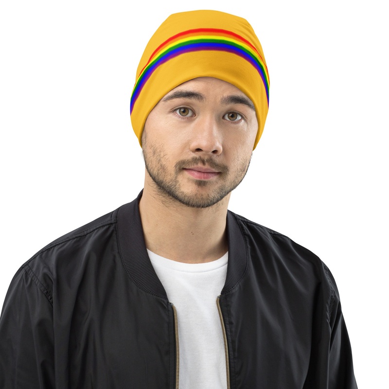 WTees Rainbow Stripe Beanie Yellow