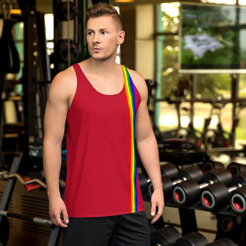 WTees Rainbow Stripe Tank Top Red