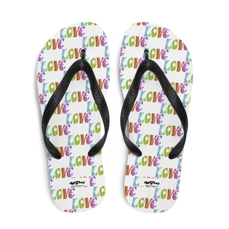 WTees Retro Love Love Love Flip-Flops White