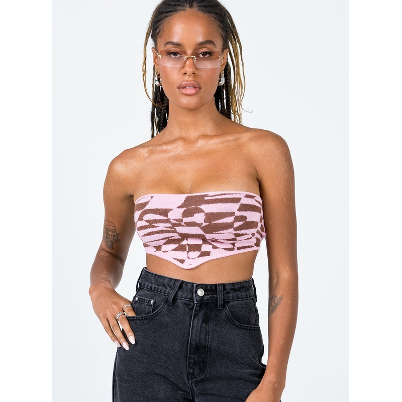 Fabian Strapless Top Pink Multi