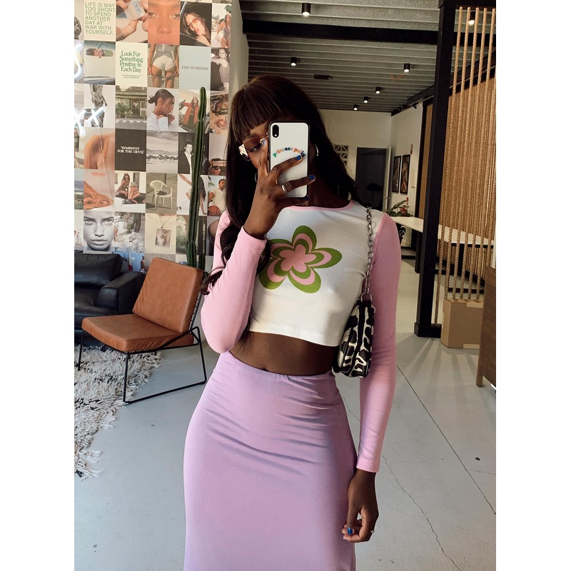 Flower Force Long Sleeve Top White / Pink