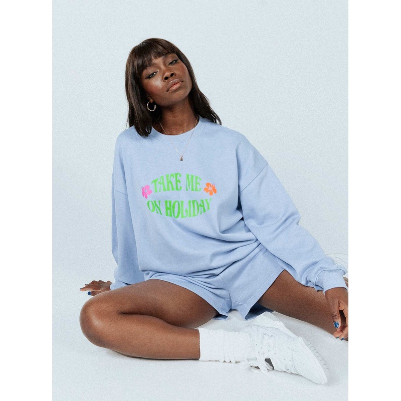 It’s A Vibe Crewneck Sweatshirt Light Blue