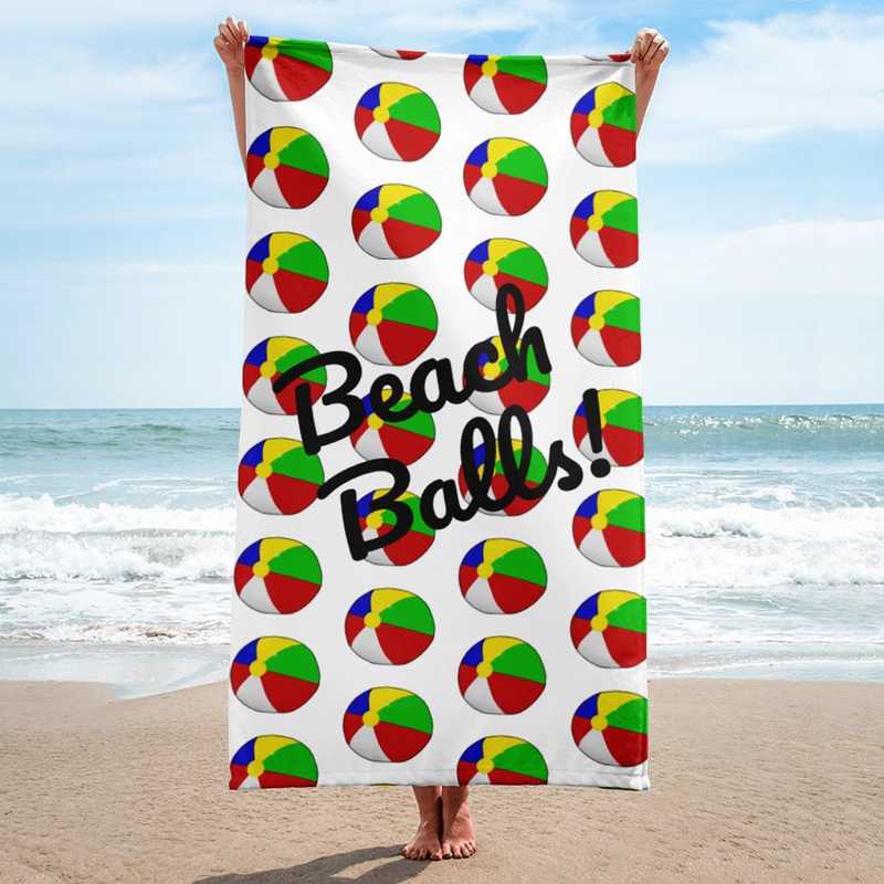 WTees Beach Balls Beach Towel White