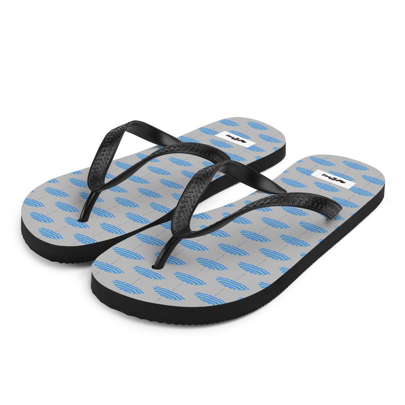 WTees Beach Umbrella Flip Flops White Dolphin Grey