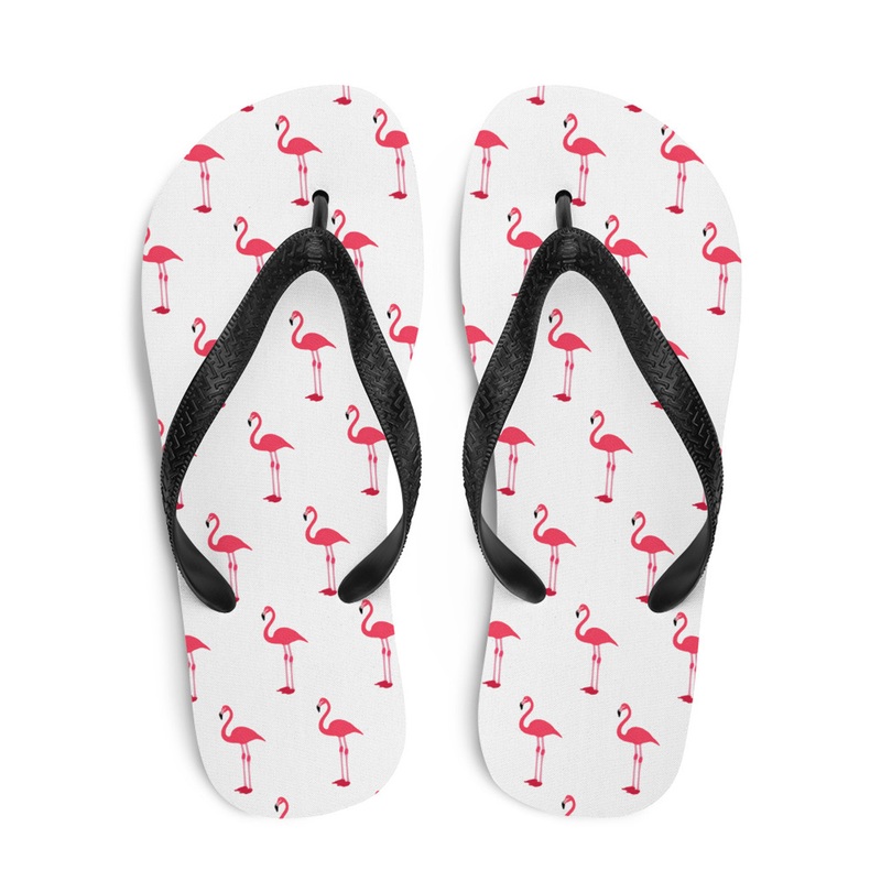 WTees Pink Flamingos Flip-Flops White