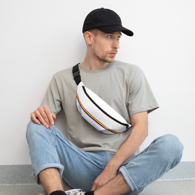 WTees Rainbow Stripe Fanny Pack White