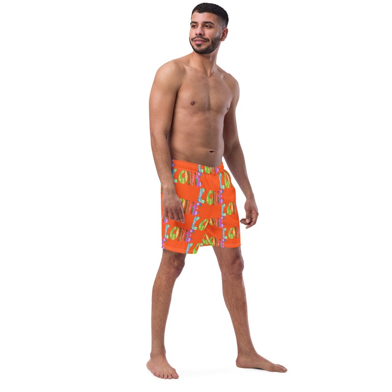 WTees Retro Love Love Love Swim Trunk Outrageous Orange