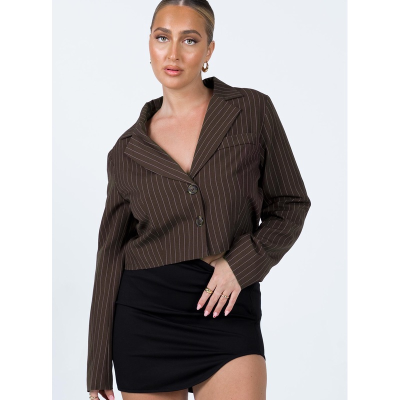 Cherie Cropped Blazer Brown
