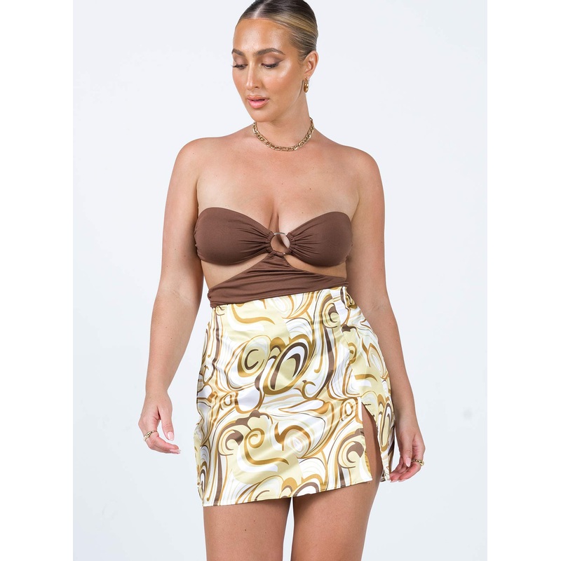 Dillion Mini Skirt Yellow Swirl