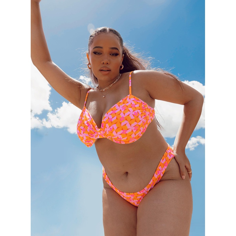 Ellie Bikini Top Orange / Pink Curve