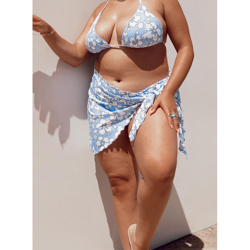 Paradise Sarong Blue Floral Curve