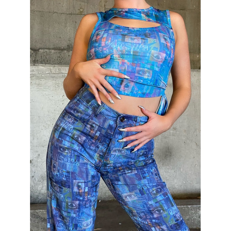 The Ragged Priest Program Vest Lycra Blue