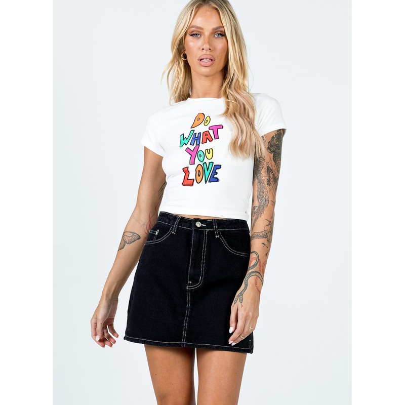 Aswan Constrast Stitch Mini Skirt Black