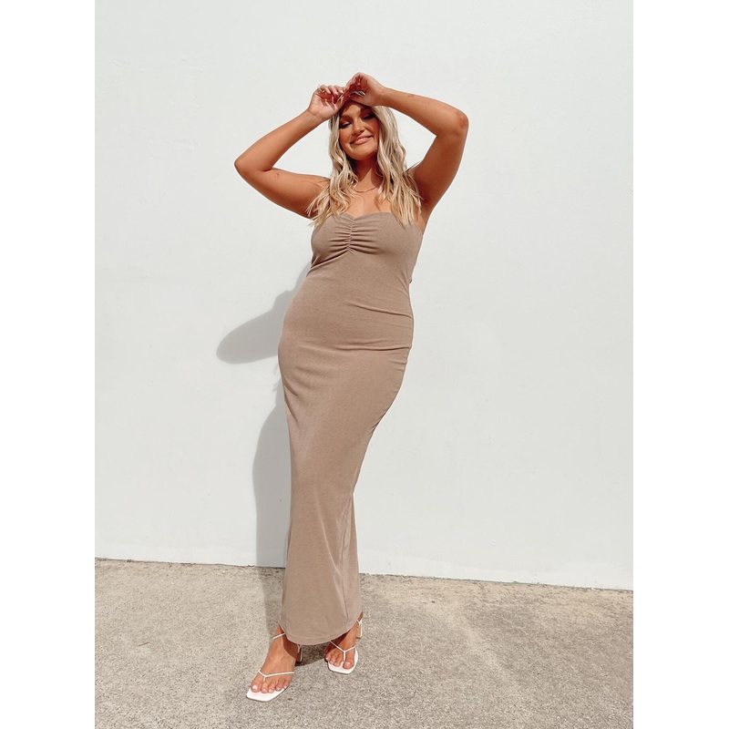 Charm Strapless Maxi Dress Brown