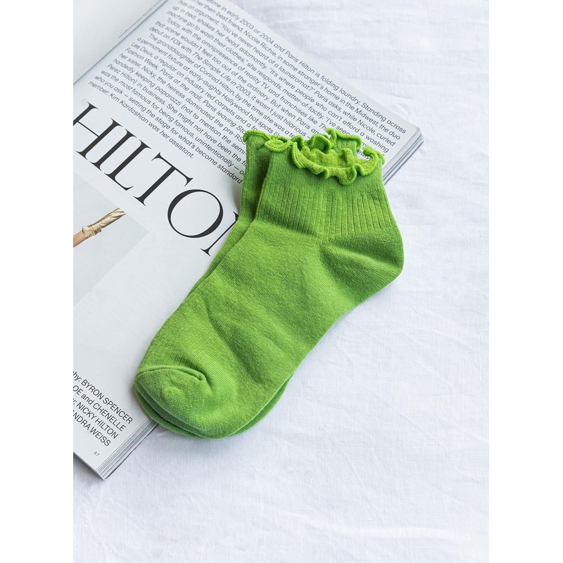 Ribbed Ruffle Socks Matcha