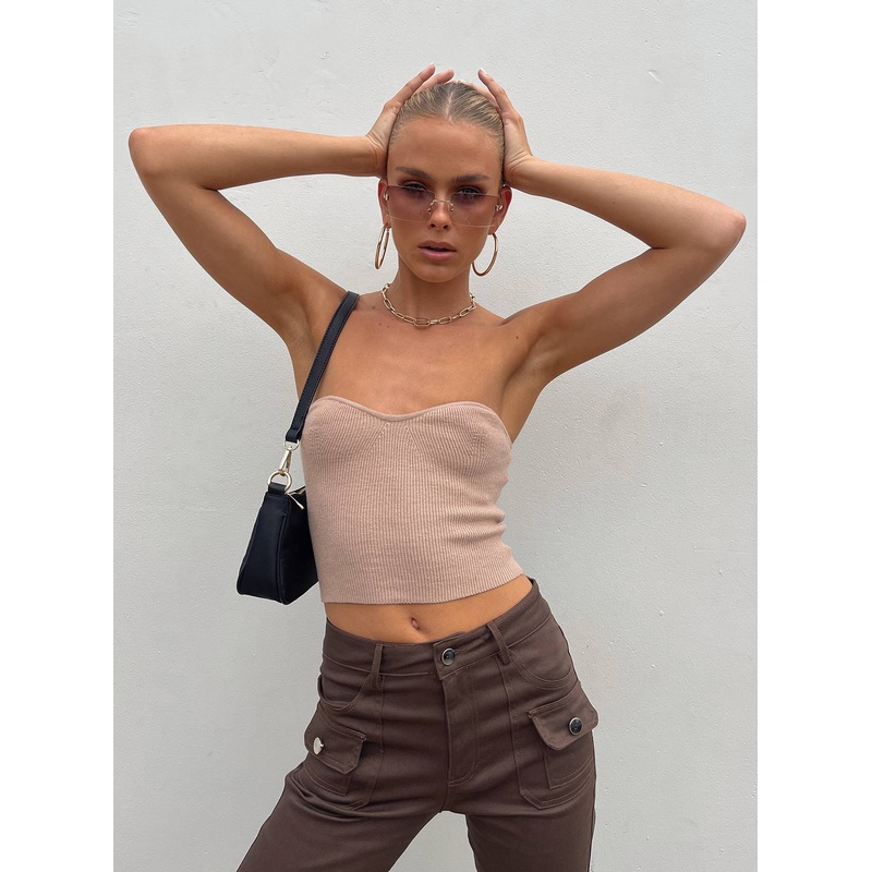 Alima Strapless Top Beige