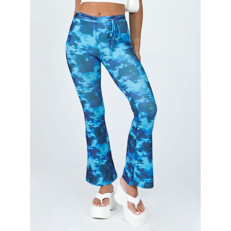 Allen Floral Flare Pants Blue