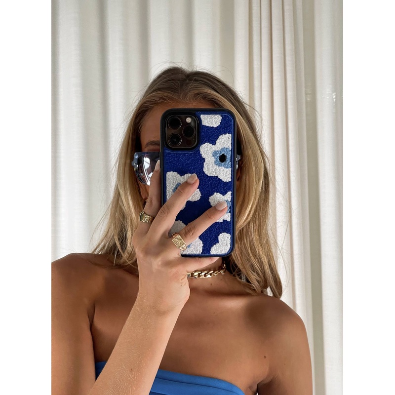 Azul Flower Textured iPhone Case Blue Multi