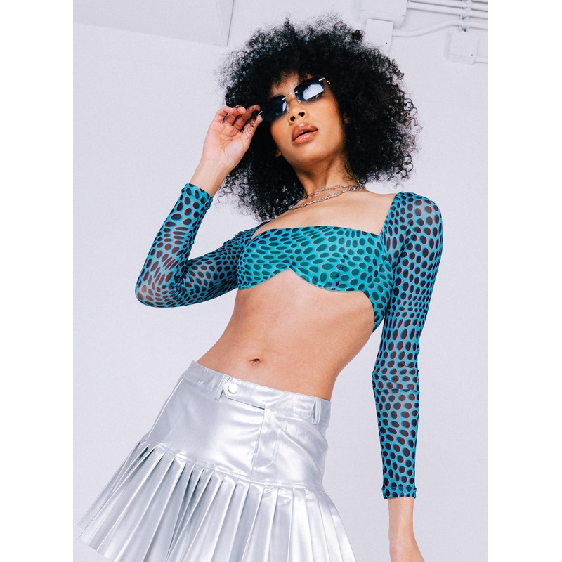 Becca Long Sleeve Crop Top Teal