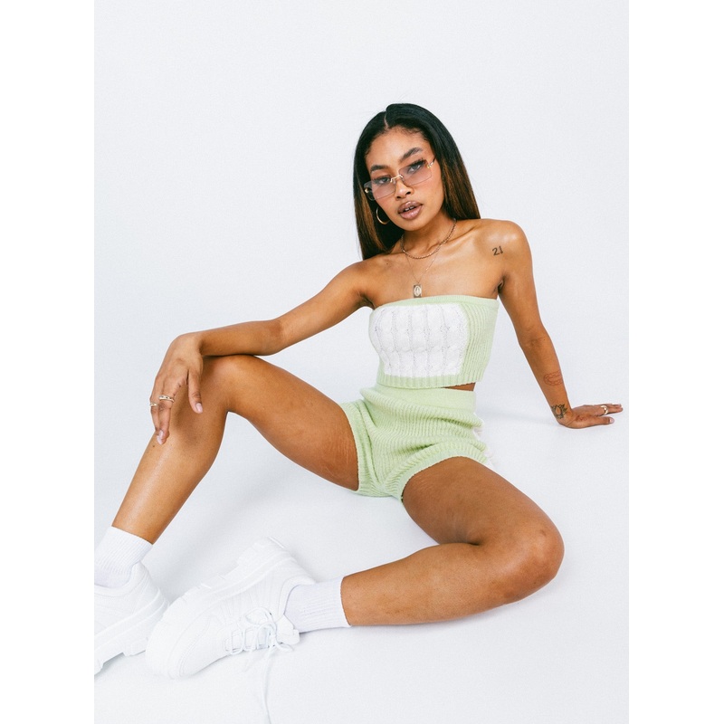 Cal Cable Knit Shorts Green