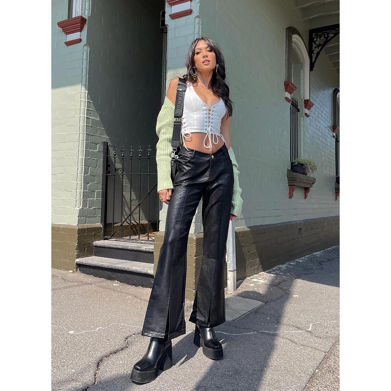 Caught A Vibe Ultra V PU Pants Black