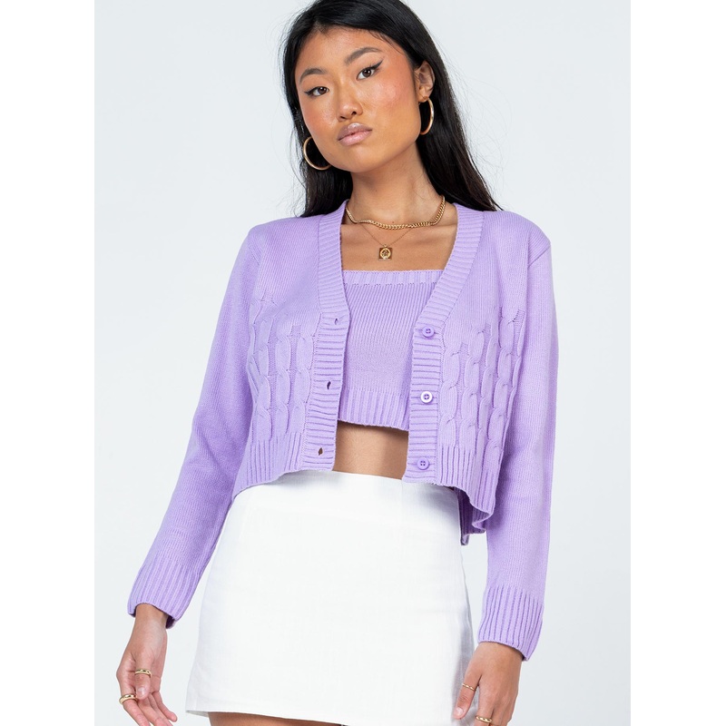 Donita Cardigan Set Purple