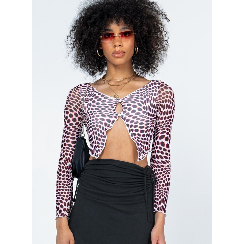 Harrison Long Sleeve Mesh Top Black / White