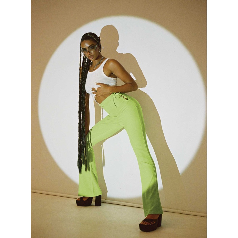 Mid Way Laced Flare Pants Green