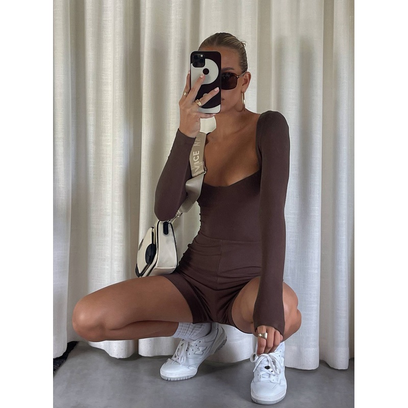 Nolan Romper Brown