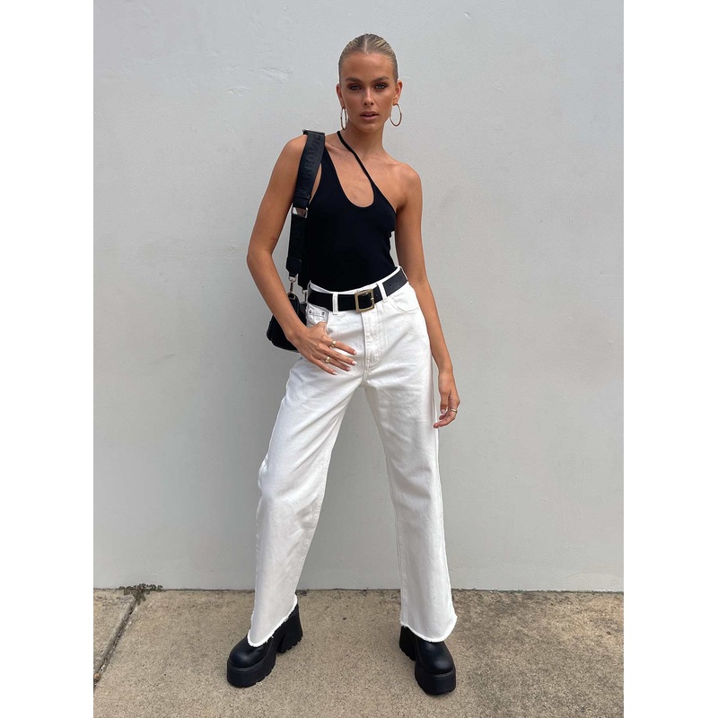 Tashena Wide Leg Denim Jeans White