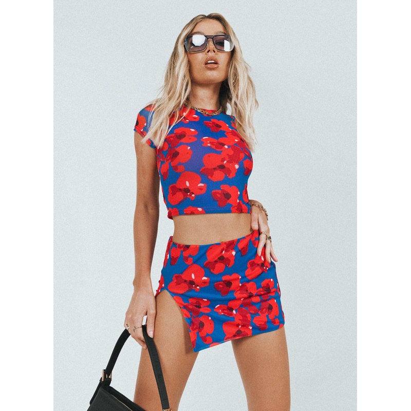 Bold Move Mini Skirt Navy Floral