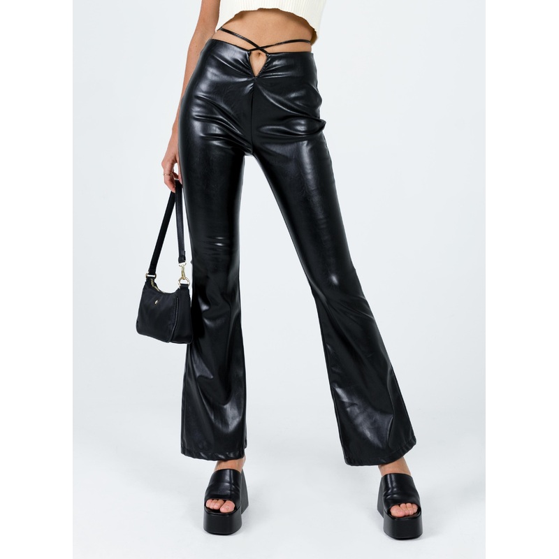 Lovey PU Pants Black