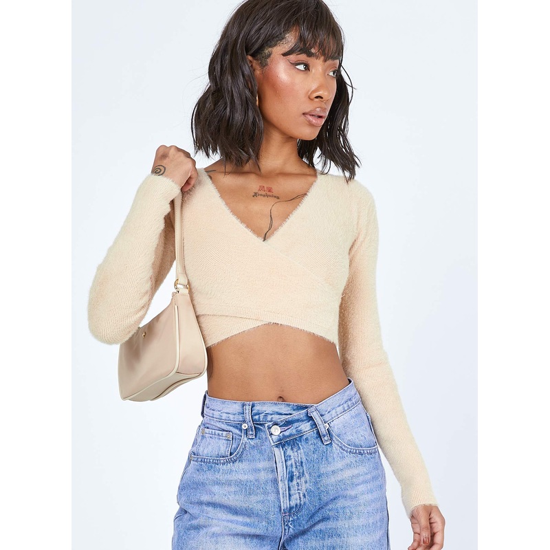 Miles Long Sleeve Top Beige