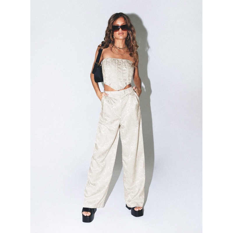 Amalia Pants Beige Satin