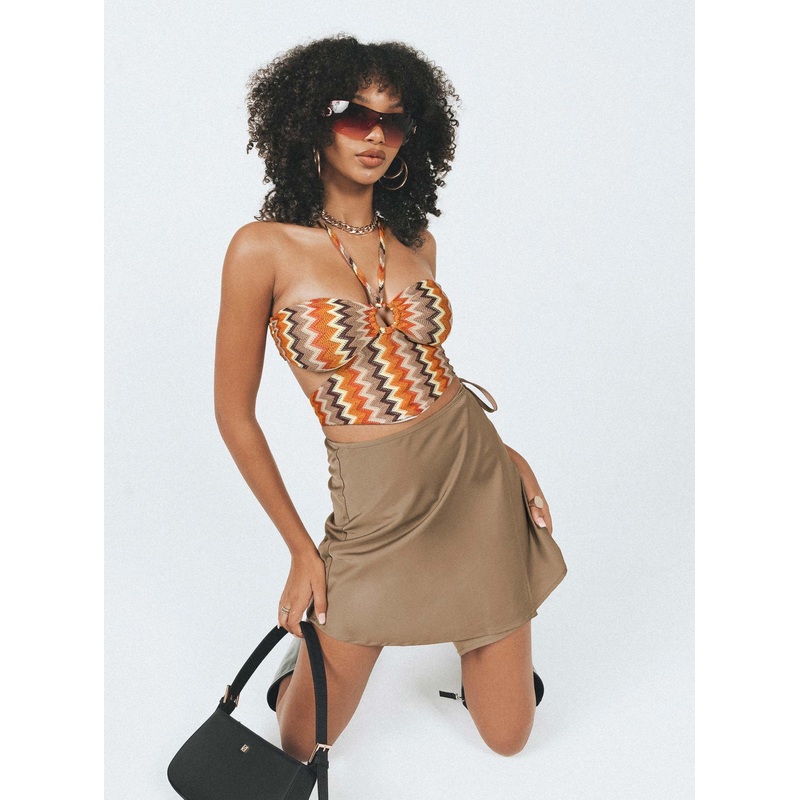 Anna Nell Mini Skirt Brown
