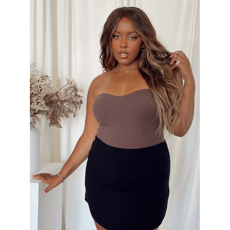 Aston Strapless Bodysuit Brown Curve