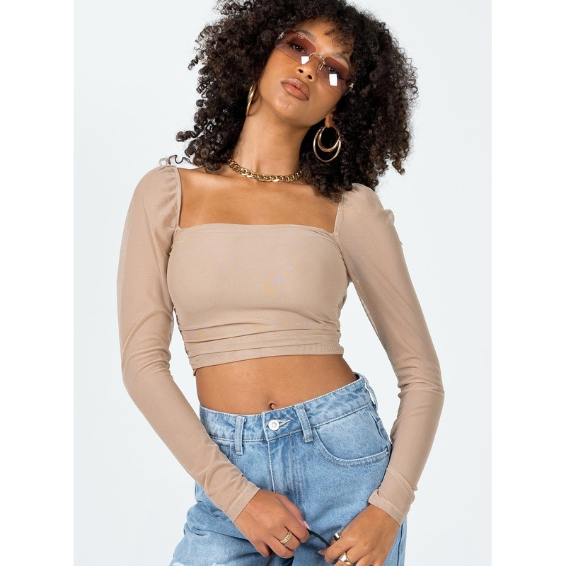 City Lights Long Sleeve Top Brown