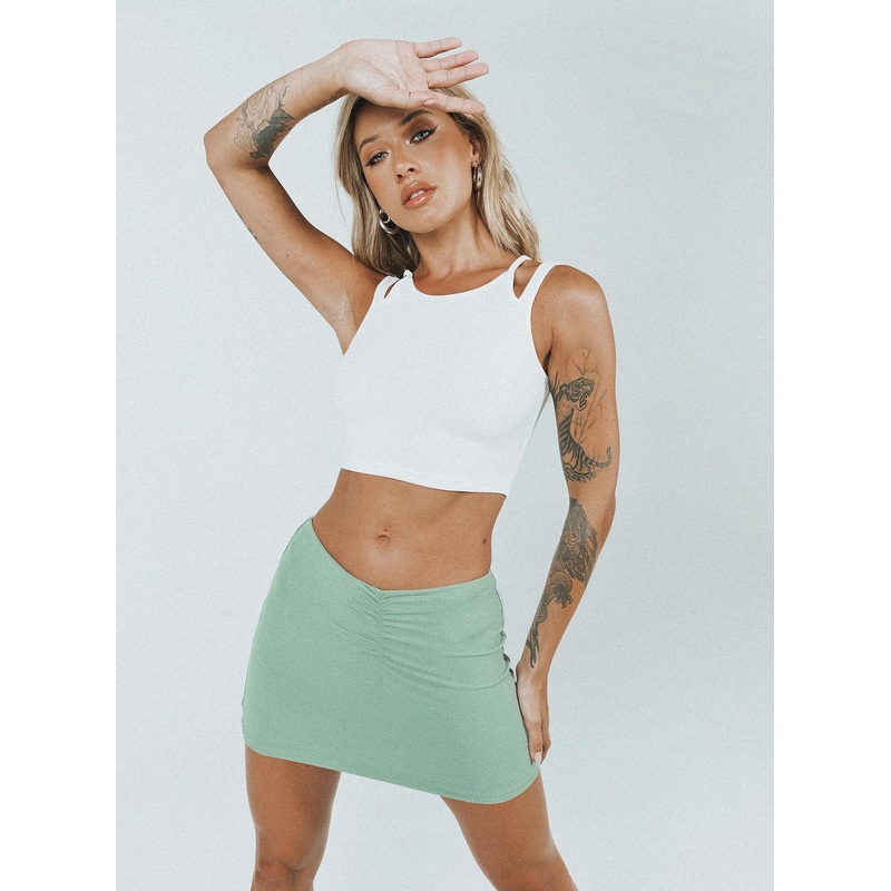 Courtney Low Waist Mini Skirt Green