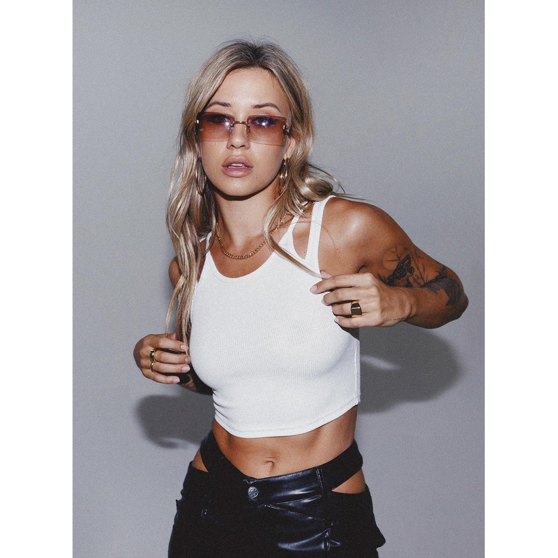 Cut It Out Tank Top White