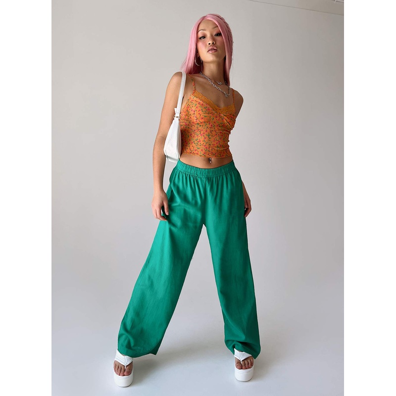 Louis Linen Blend Pants Green