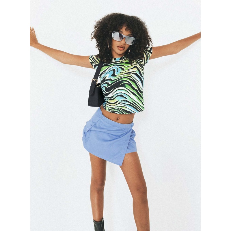 Motel Surtie Top Warped Zebra Blue