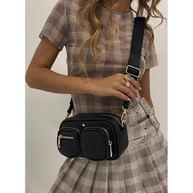 Peta & Jain Lala Crossbody Bag Black Pebble / Gold