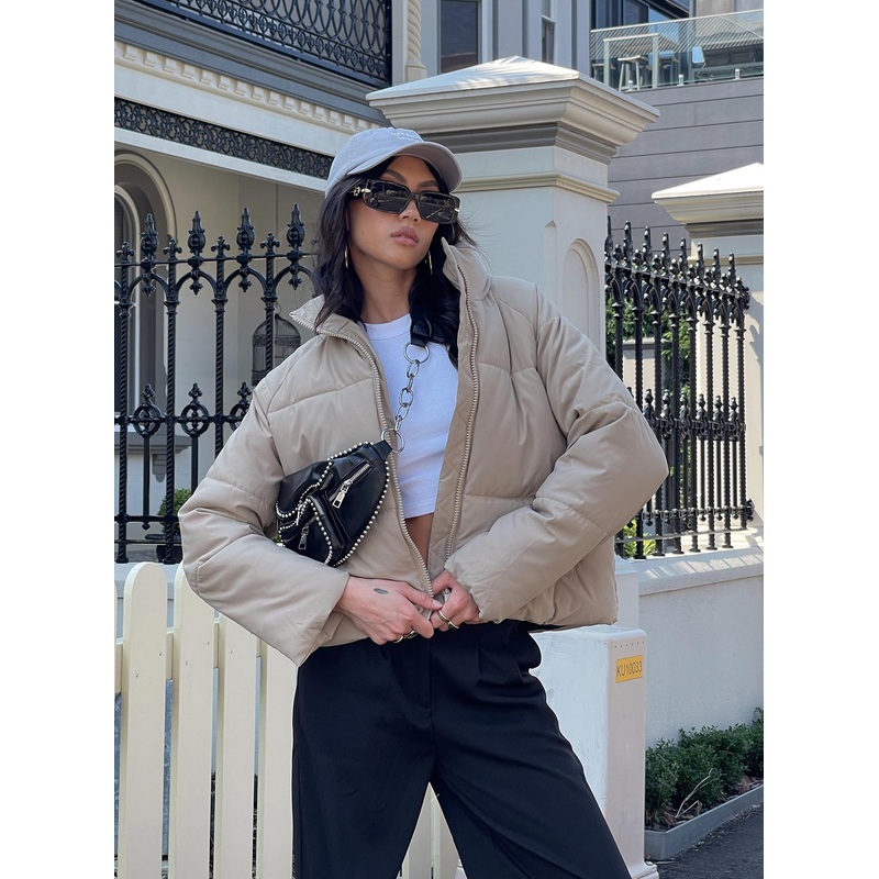 Reclaimed Fibers Jill Puffer Jacket Beige