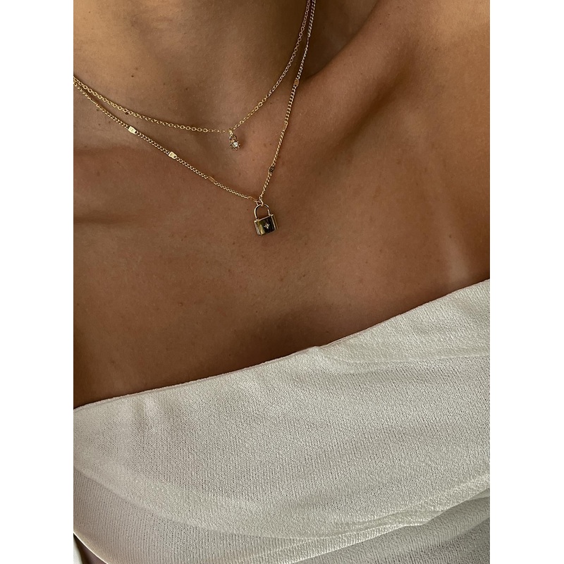 Santino Lock Necklace Pack Gold