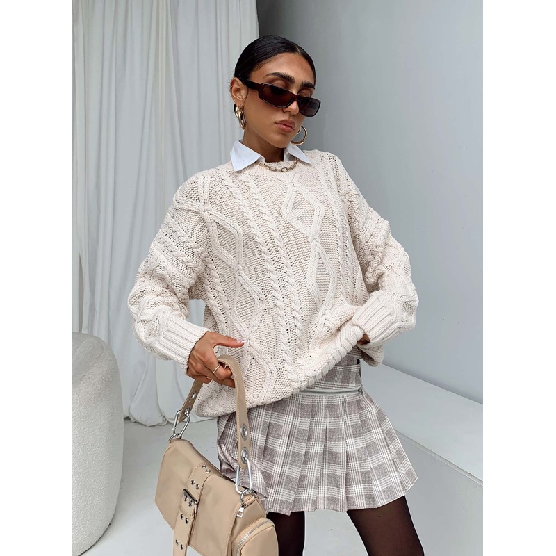 The Craft Mini Skirt Beige Plaid