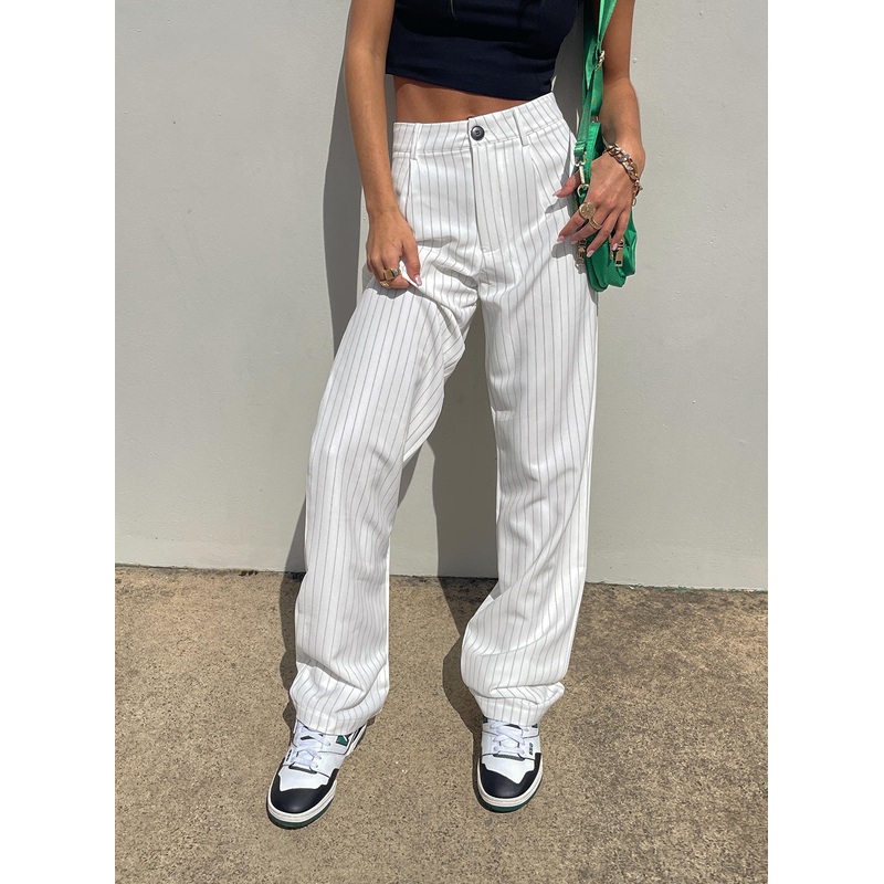 Titius Pants White Pinstripe